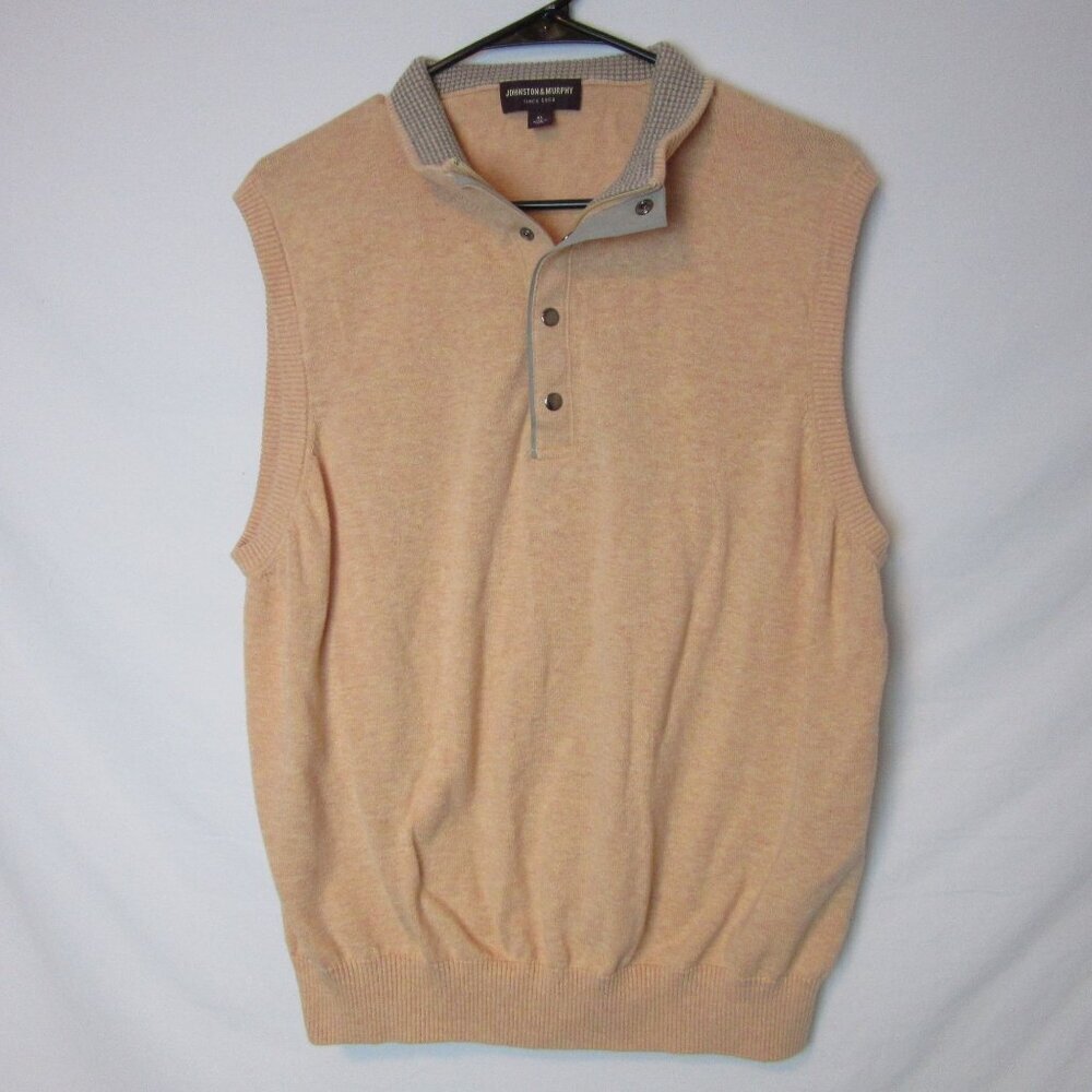 Johnston & Murphy Sweater Vest Pima Cotton Orange Collared Preppy Golf Mens XL